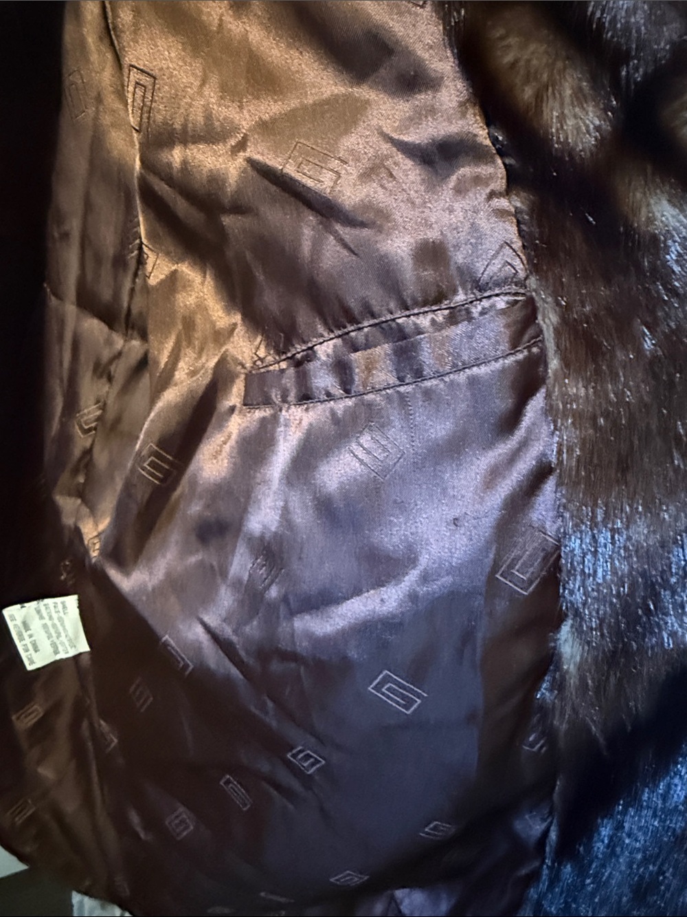 Pamela McCoy Faux Fur Brown Pea Coat with Dark Brown Accents - Picture 5 of 6